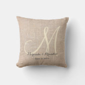 Coussin Simple Burlap Beige Rustique Monogramme (Recto)