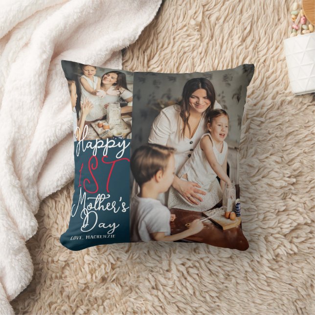 Coussin Simple & Chic première Mère Jours Cadeau Photo Col (Couverture)