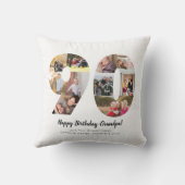 Coussin Simple Collage Photo Personnalisé 90ème Fête (Verso)