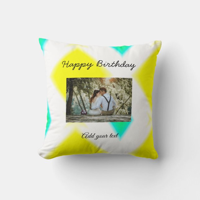 Coussin simple coloré minimum heureux anniversaire ajouter (Recto)