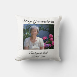 Coussin simple couleur minime photo ma grand-mère texte an