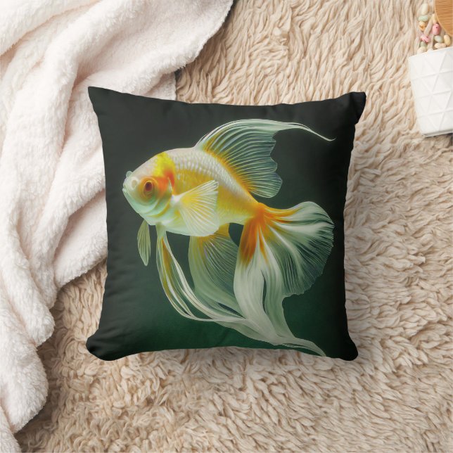Coussin Simple Dessin Numérique De Poisson Rouge Élégant | (Couverture)