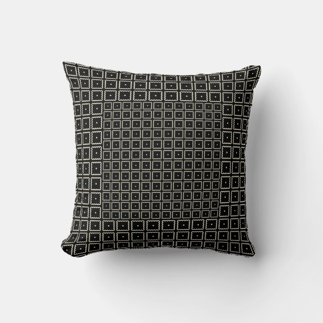 Coussin Simple Elegant Classique Carré noir blanc (Recto)
