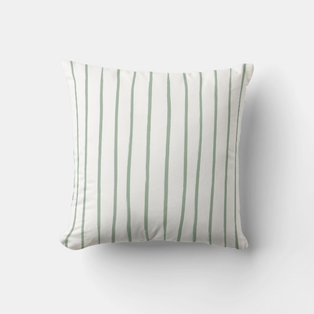 Coussin Simple Elegant Green And White Stripe Pattern. (Recto)