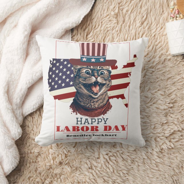 Coussin Simple Elegant Labor Day avec drapeau américain (Couverture)