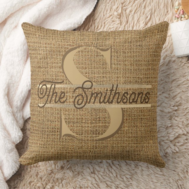 Coussin Simple Elegant Moderne Rustique Or Monogramme & No (Couverture)