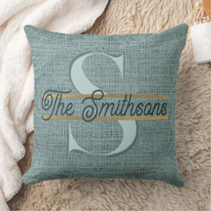 Coussin Simple Elegant Moderne Rustique Or Monogramme & No