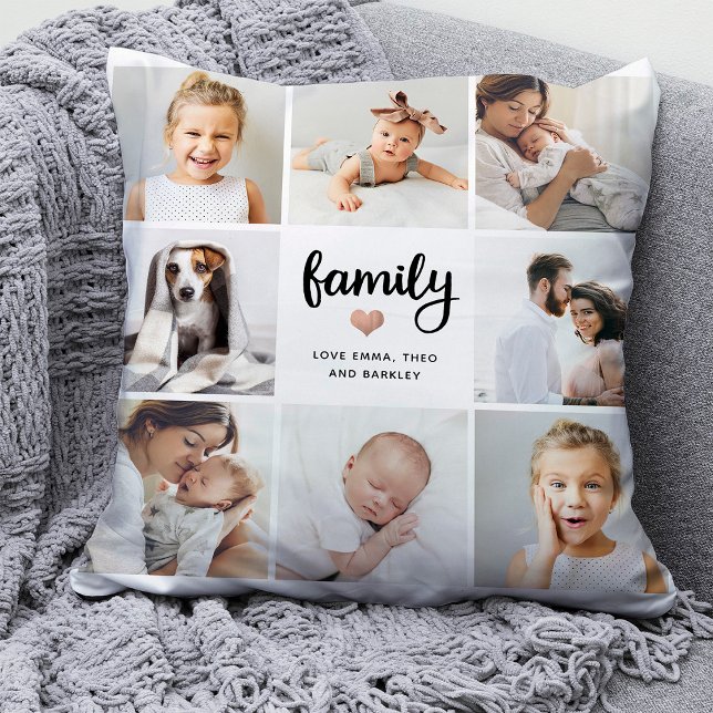 Coussin Simple et chic | Collage de photos du coeur de la  (A sweet and simply photo pillow for your family)