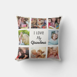 Coussin Simple et Chic Collage photo pour grand-mère