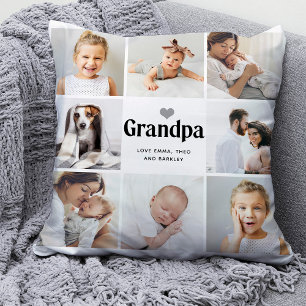Coussin Simple et moderne Collage photo pour grand-père