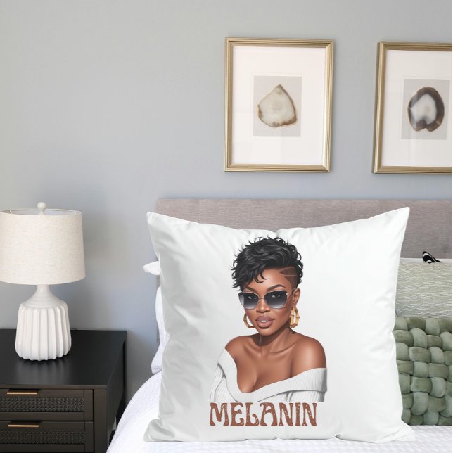 Coussin Simple femme noire mélanine (Créateur téléchargé)