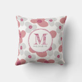 Coussin Simple Floral rose Gris bébé fille mignonne Monogr (Verso)