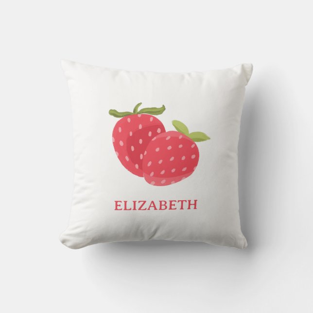 Coussin Simple Fraise Mignonne Minimaliste (Recto)