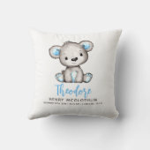 Coussin Simple Garçon Ourson Bleu Mignon Bébé (Verso)