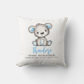 Coussin Simple Garçon Ourson Bleu Mignon Bébé (Recto)