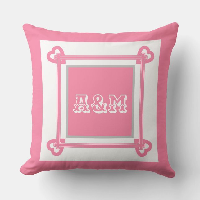 Coussin Simple, Géométrique, Motif, Rose, Gris Pil (Recto)