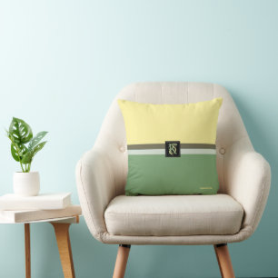 Coussin Simple Jaune clair et Asperges Vert Deux Tons