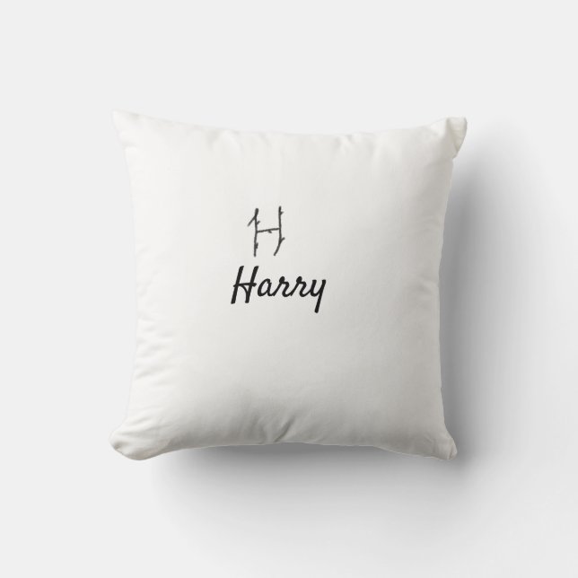 Coussin Simple lettrage monogramme noir minimal H ajouter  (Recto)