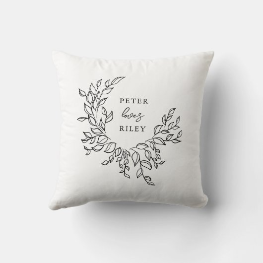 Coussin Simple Love Script Couronne de fleurs Bride (Verso)