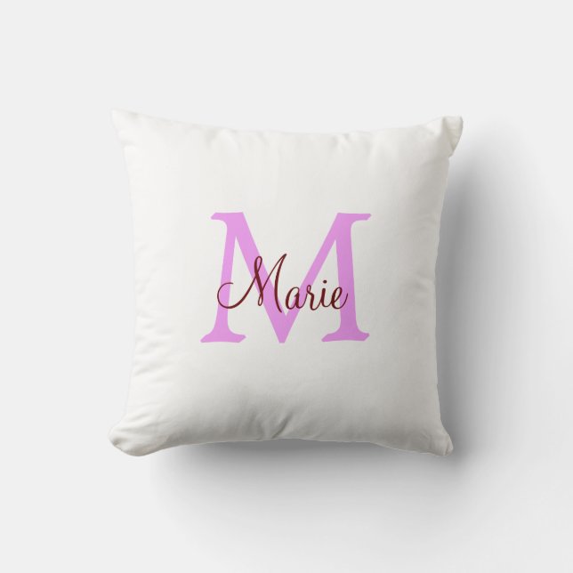 Coussin simple minimal ajouter nom monogramme rose rouge (Recto)