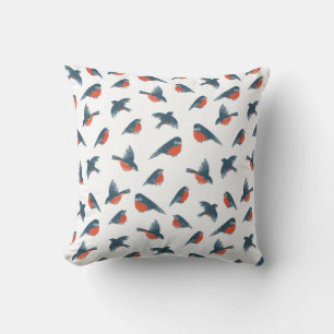 Coussin Simple minimaliste Motif d'oiseaux rouges bleus d'