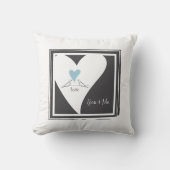 Coussin Simple Modern Oiseaux en amour Cœur Bleu Clair (Recto)