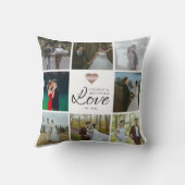 Coussin Simple Moderne Chic Grille de Collage Photo Amour (Verso)
