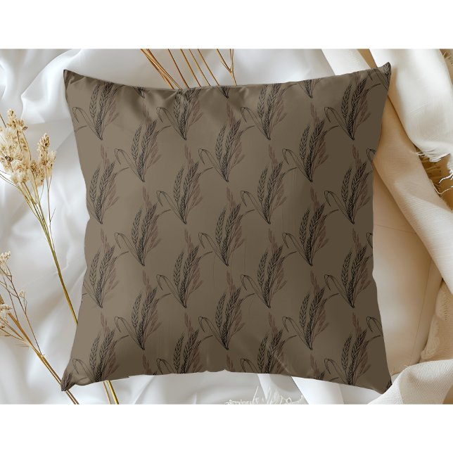 Coussin Simple Moderne Élégant Motif Blé Marron (Créateur téléchargé)