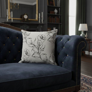 Coussin Simple moderne Floral Boho Motif Blanc