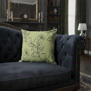 Coussin Simple moderne Floral Boho Motif clair Jaune