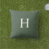 Coussin Simple Moderne Monogramme Vert Poussiéreux (Herbe)