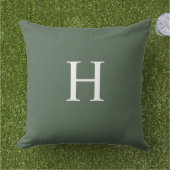Coussin Simple Moderne Monogramme Vert Poussiéreux (Herbe)