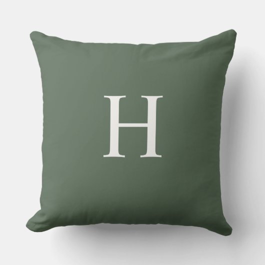 Coussin Simple Moderne Monogramme Vert Poussiéreux (Recto)