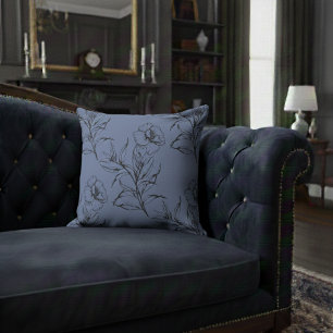 Coussin Simple Moderne Motif Floral Bohème Bleu Bébé