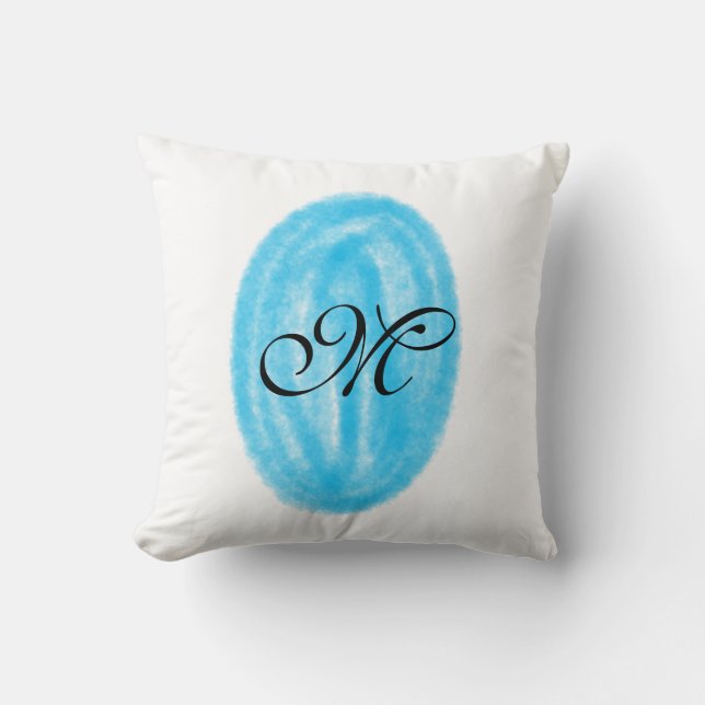 Coussin simple monogramme de cercle minimal à l'aquarelle  (Recto)