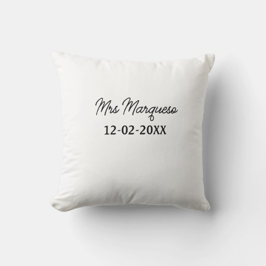 Coussin simple monogramme minimal Mme M. nom date année (Recto)