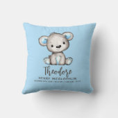 Coussin Simple Ourson Bleu Mignon Bébé Garçon (Verso)