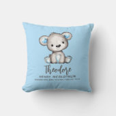 Coussin Simple Ourson Bleu Mignon Bébé Garçon (Recto)