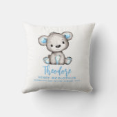 Coussin Simple Ourson Bleu Mignon Bébé Garçon (Verso)