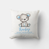 Coussin Simple Ourson Bleu Mignon Bébé Garçon (Recto)
