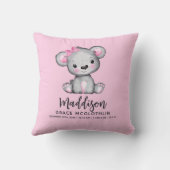 Coussin Simple Ourson Rose Mignon Bébé Fille (Verso)