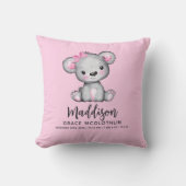 Coussin Simple Ourson Rose Mignon Bébé Fille (Recto)