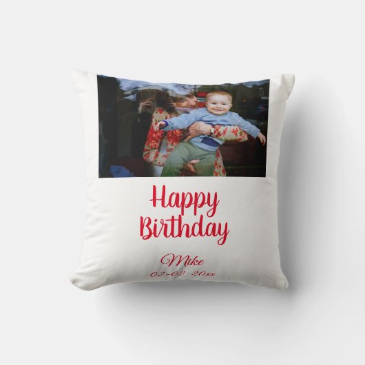 Coussin simple personnalisation heureuse invitation photo (Recto)