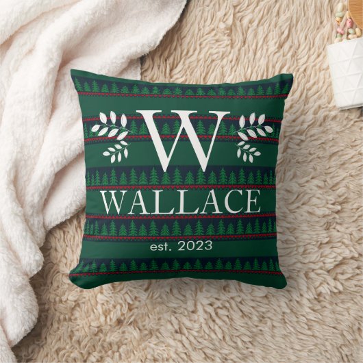 Coussin Simple photo de Noël moderne monogramme jeune mari (Couverture)