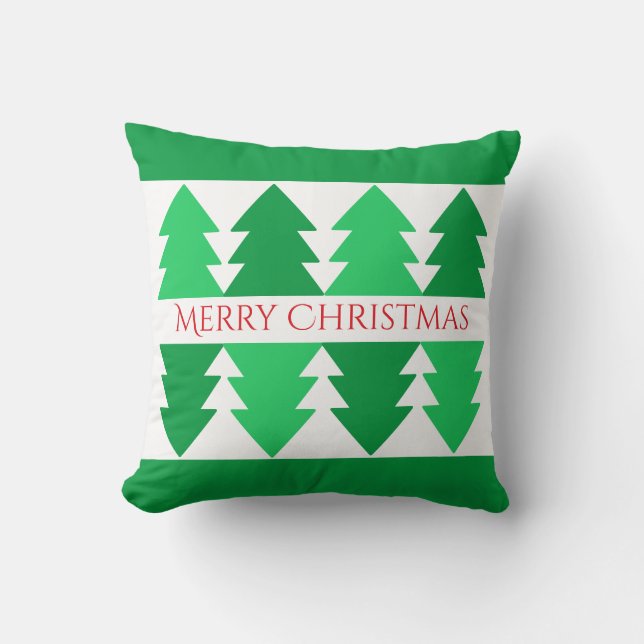 Coussin Simple Rouge Joyeux Noël Green Tree Design (Recto)