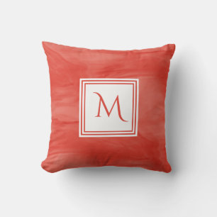 Coussin Simple rouge orange subtil marbre moderne Monogram