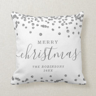 Coussin Simple Silver Noël Parties scintillant Blanc
