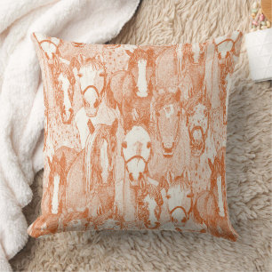 Coussin simplement chevaux orange demi perle