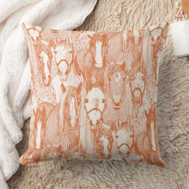 Coussin simplement chevaux orange demi perle (Couverture)