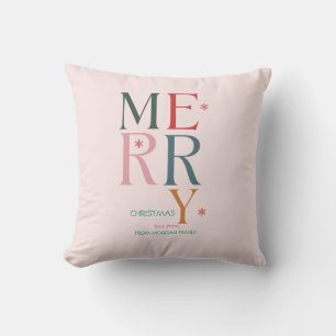 Coussin Simplement coloré joyeux rose Noël